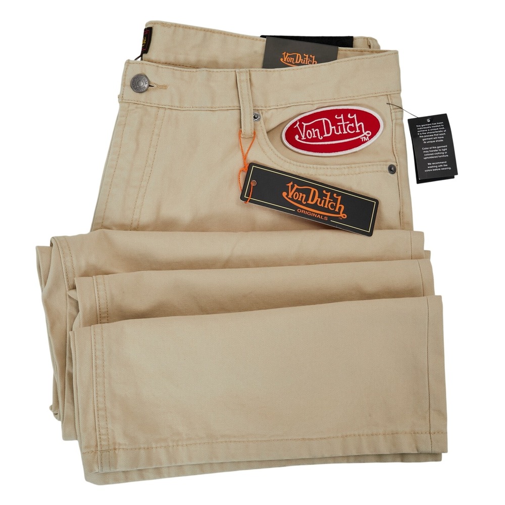 Von Dutch Pants Men's Size 38 baggy big legged khaki Cotton VD26634AF51